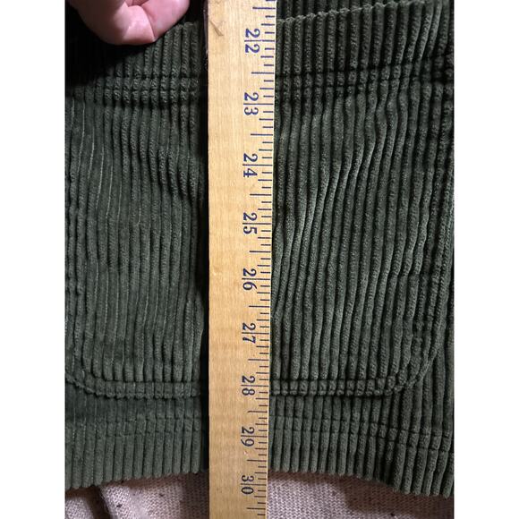 St. John’s Bay 1X Olive Corduroy Shirt Jacket | Denim Cuff Barn Chore Vintage - Picture 4 of 6